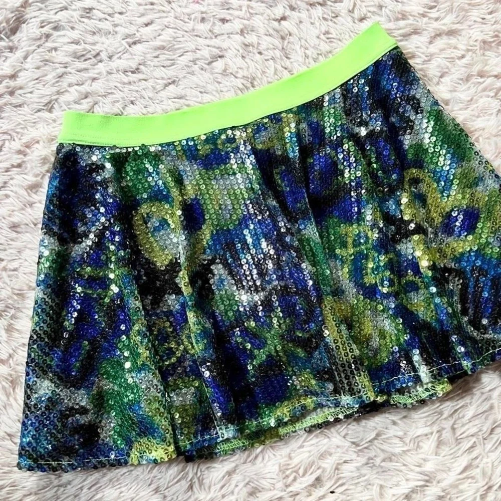 Sequin Sparkle‎ Graffiti PopArt Dopamine Whimsical Magical Skort Girls 12 Pixie